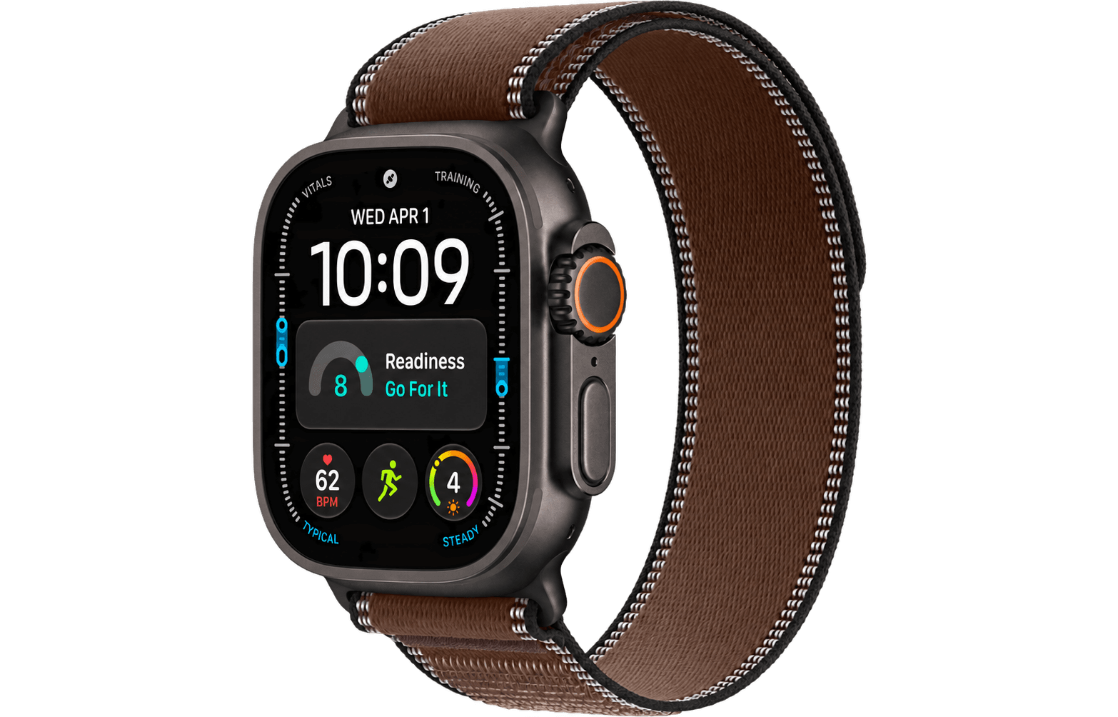 Apple Watch Ultra 4 — Black / Trail Loop Dark Umber